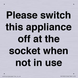 Please switch this appliance off at the socket when not in use